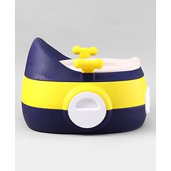 Babyhug 3-In-1 Baby Toilet Training Seat with Anti-Slip Pads - Blue Yellow| Removable Potty Pot| Potty Training Seat| Potty Seat Potty Chair & Step Stool| for Kids 12 months - 5 Years