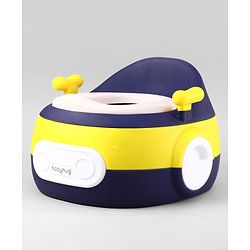 Babyhug 3-In-1 Baby Toilet Training Seat with Anti-Slip Pads - Blue Yellow| Removable Potty Pot| Potty Training Seat| Potty Seat Potty Chair & Step Stool| for Kids 12 months - 5 Years