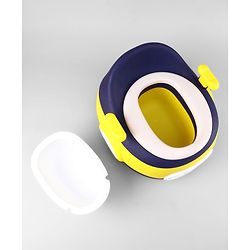 Babyhug 3-In-1 Baby Toilet Training Seat with Anti-Slip Pads - Blue Yellow| Removable Potty Pot| Potty Training Seat| Potty Seat Potty Chair & Step Stool| for Kids 12 months - 5 Years