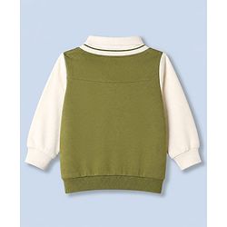 Babyhug 100% Cotton Knit Heavy Gauge Sweatshirt With Full Sleeves and Soccer Ball Print in Olive Green