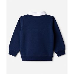Babyhug 100% Cotton Knit Full Sleeves Heavy Gauge Sweatshirt With Bow Tie And B Athletic Dept Brooklyn Manufactured Print - Navy Blue