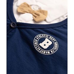Babyhug 100% Cotton Knit Full Sleeves Heavy Gauge Sweatshirt With Bow Tie And B Athletic Dept Brooklyn Manufactured Print - Navy Blue