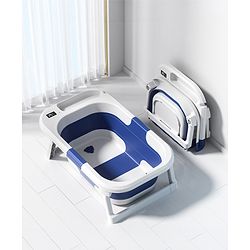 Babyhug Foldable Baby Bathtub | Compact Double Fold| Anti-Skid Base| Temperature Indicator| Suitable for 0 to 36 Months Boys & Girls| Drainage Plug - Grey