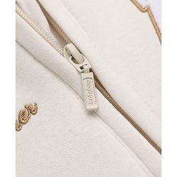 Babyhug Cotton Fleece Heavy Gauge Warm Front - Open Sweatshirt With Full Sleeves and Alphabet Embroidery in Offwhite