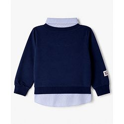 Babyhug 100% Cotton Knit Full Sleeves Heavy Gauge Sweatshirt With Chicago Print - Navy Blue