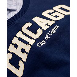 Babyhug 100% Cotton Knit Full Sleeves Heavy Gauge Sweatshirt With Chicago Print - Navy Blue