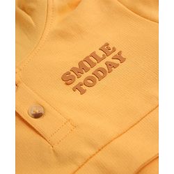 Babyhug 100% Cotton Heavy Gauge Knit Sweatshirt with Full Sleeves, Front Buttons and Smile Today Embroidery in Yellow
