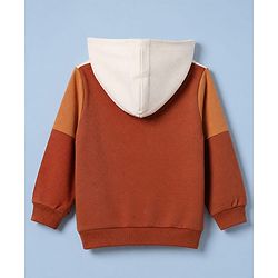 Babyhug Heavy Gauge 100% Cotton Knit Hooded Front Open Sweatshirt with Full Sleeves & Explore Text Print - White