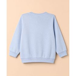 Babyhug Ottoman 100% Cotton Knit Sweatshirt with Full Sleeves and Play To Win Text Print - Light Blue