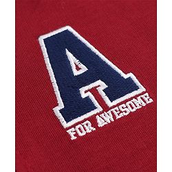 Babyhug Cotton Knit Full Sleeves Hooded Front Open Heavy Gauge Sweatshirt With a Alphabet Text Print - Maroon