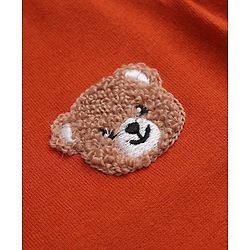 Babyhug 100% Cotton Knit Full Sleeves Heavy Gauge Sweatshirt With Tie & Bear Applique - Orange
