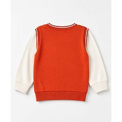 Babyhug 100% Cotton Knit Full Sleeves Heavy Gauge Sweatshirt With Tie & Bear Applique - Orange