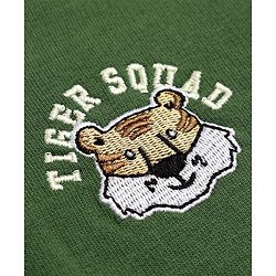Babyhug 100% Cotton Knit Full Sleeves Heavy Gauge Hooded Sweatshirt With Tiger Embroidery And Slogan Print - Olive Green