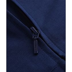 Babyhug 100% Cotton Knit Front Open Heavy Gauge Full Sleeves Hooded Sweat Jacket With Text Print - Navy Blue
