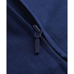 Babyhug 100% Cotton Knit Front Open Heavy Gauge Full Sleeves Hooded Sweat Jacket With Text Print - Navy Blue