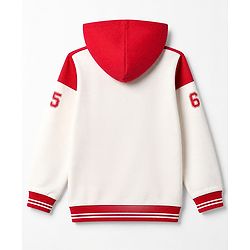 Babyhug 100% Cotton Heavy Gauge Ottoman Knit Full Sleeves Hooded Sweatshirt with California Athletic Sports Squad Print - Red