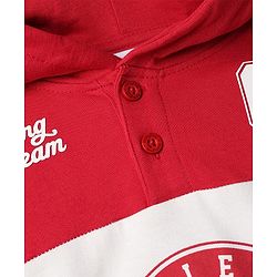 Babyhug 100% Cotton Heavy Gauge Ottoman Knit Full Sleeves Hooded Sweatshirt with California Athletic Sports Squad Print - Red