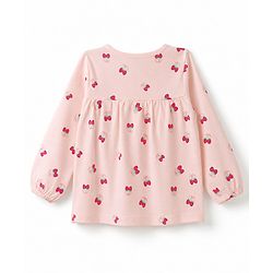 Babyhug Cotton Knit Full Sleeves Top & Pyjama Co-ords Night Suit With Strawberry Print - Pink