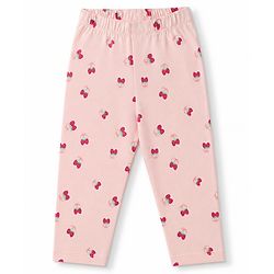 Babyhug Cotton Knit Full Sleeves Top & Pyjama Co-ords Night Suit With Strawberry Print - Pink
