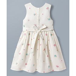 Babyhug Poplin Woven Half Sleeves Shrug With Floral Printed Frock - White