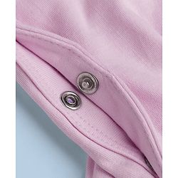 Babyhug 100% Cotton Knit Full Sleeves Sleep Suit With Cat Face Embroidery - Pink