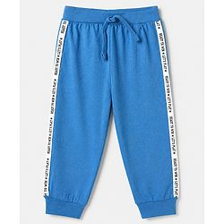 Babyhug 100% Cotton Jersey Knit Full Length Lounge Pant With Text Print Pack of 2 - Red Blue