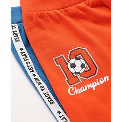 Babyhug 100% Cotton Jersey Knit Full Length Lounge Pant With Text Print Pack of 2 - Red Blue