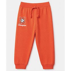 Babyhug 100% Cotton Jersey Knit Full Length Lounge Pant With Text Print Pack of 2 - Red Blue