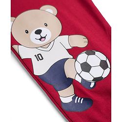 Babyhug 100% Cotton Jersey Knit Full Length Lounge Pant With Tape Detailing & Bear Print Pack of 2 - Red Blue