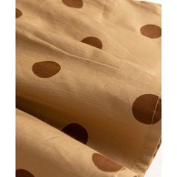 Babyhug Poplin Woven Half Sleeves Polka Dots Printed & Floral Applique Frock With Inner Tee & Lace Detailing  - Brown