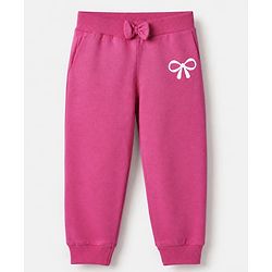 Babyhug Cotton Single Jersey Knit Joggers with Strawberry Print Pack of 2 - Navy Blue & Pink