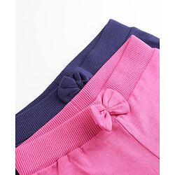 Babyhug Cotton Single Jersey Knit Joggers with Strawberry Print Pack of 2 - Navy Blue & Pink