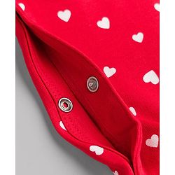 Babyhug 100% Cotton Knit Full Sleeves Sleep Suit with Polka Dots Print & Bow Applique - Red