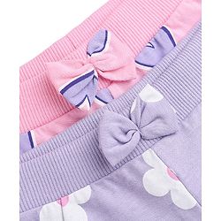 Babyhug 100% Cotton Single Jersey Knit Full Length Track Pant in Pink & Purple Pack of 2
