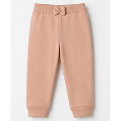 Babyhug Cotton Knit Jogger Fit Full Length Lounge Pants With Floral Print Pack of 2 - Brown Pink