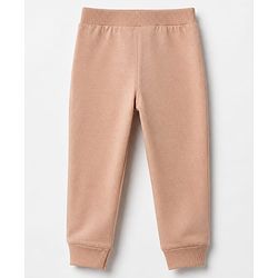 Babyhug Cotton Knit Jogger Fit Full Length Lounge Pants With Floral Print Pack of 2 - Brown Pink