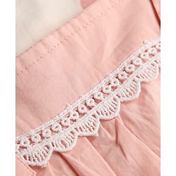 Babyhug Poplin Woven Half Sleeves Frock with Inner Tee Polka Dot Print - Pink