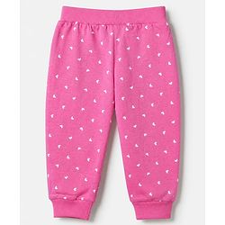 Babyhug Cotton Knit Jogger Fit Full Length Lounge Pant with Bow Print Pack of 3 - Blue Pink Light Pink