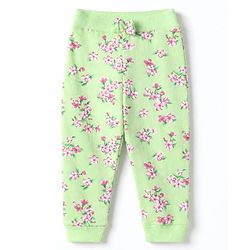 Babyhug 100% Cotton Single Jersey Knit Full Length Lounge Pant With Floral Print Pack of 2 - Pink Green