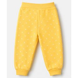 Babyhug Cotton Knit Full Length Lounge Pants With Floral Print Pack of 3 - Yellow Pink Navy Blue