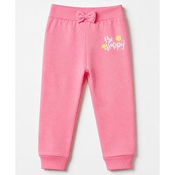 Babyhug Cotton Knit Full Length Lounge Pants With Floral Print Pack of 3 - Yellow Pink Navy Blue