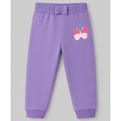 Babyhug 100% Cotton Single Jersey Knit Full Length Lounge Pant Heart Rainbow & Floral Print Pack of 3 - Yellow White & Purple