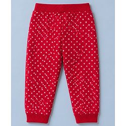 Babyhug 100% Cotton Single Jersey Knit Jogger Fit Full Length Lounge Pant With Polka Dots Print Pack of 3 - Red Pink White