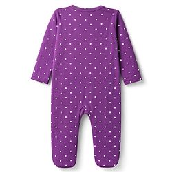 Babyhug 100% Cotton Knit Full Sleeves Sleep Suit with Polka Dots & Unicorn - Purple