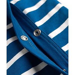 Babyhug Cotton Knit Full Sleeves Sleep Suit Nightwear with Striped & Lion Patch in Navy Blue