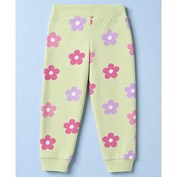 Babyhug 100% Cotton Single Jersey Knit Full Length Lounge Pant With Butterfly & Floral Print Pack of 3 - Blue Pink Green