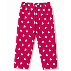 Babyhug 100% Cotton Knit Full Sleeves Co-Ords T-Shirt & Pyjama Night Suit with Heart Print - Red