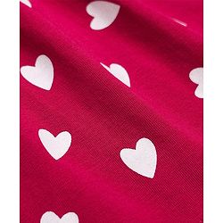 Babyhug 100% Cotton Knit Full Sleeves Co-Ords T-Shirt & Pyjama Night Suit with Heart Print - Red