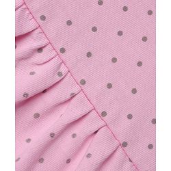 Babyhug 100% Cotton Knit Full Sleeves Top & Pyjama Night Suit with Dotted Print & Bow Applique - Pink