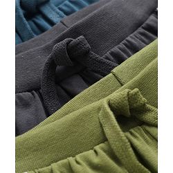 Babyhug 100% Cotton Jersey Knit Full Sleeves Lounge Pants Pack of 3 - Black, Olive & Teal Blue